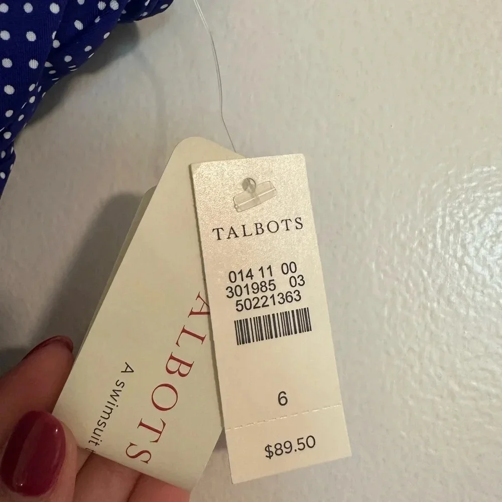 NWT Talbots Bathing Suit Blue and White Dotted Top Size 6